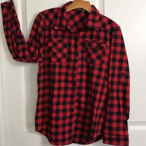 Women’s red flannel shirt.